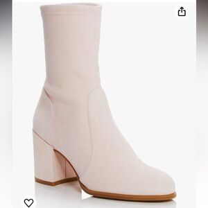 Stuart Weitzman Womens Pink Tallulah Round Toe Block Heel Leather Booties